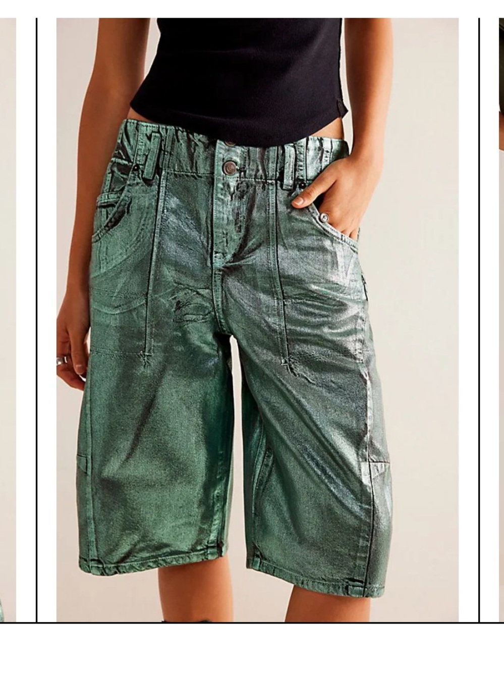 Free People Extreme Measures Metallic Barrel Shorts NEW with Tags Size 26” - Picture 5 of 16